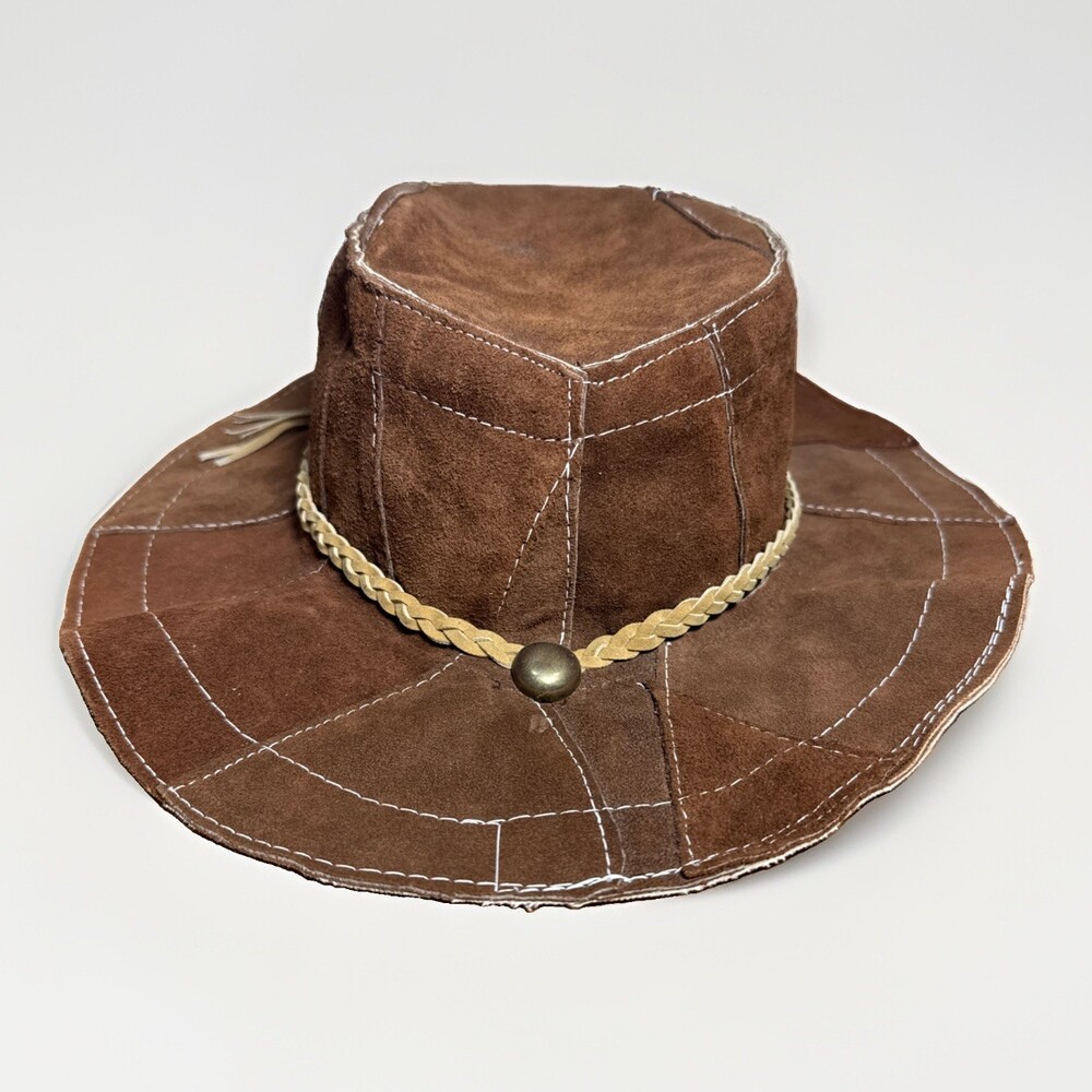 Mexico Suede w Bolero Cowboy Hat Quilted Style Stitch Slouch Hat